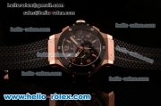 Hublot Big Bang Chrono Clone HUB4100 Automatic Rose Gold/Ceramic Case with Black Rubber Strap Black Dial