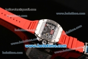 Richard Mille Felipe Massa Flyback Chrono Swiss Valjoux 7750 Automatic Steel Case with Skeleton Dial and Red Rubber Bracelet