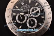 Rolex Daytona Wall Clock Miyota Quartz Steel Case with Black Dial - Stick Markers