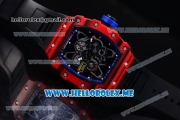 Richard Mille RM 35-01 RAFA Miyota 9015 Automatic PVD Case with Black Rubber Strap and Skeleton Dial Dot Markers