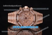 Audemars Piguet Royal Oak Chronograph Swiss Valjoux 7750 Automatic Rose Gold/Diamonds Case with Diamonds Bezel Diamonds Dial and Stick Markers (EF)