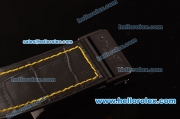 Hublot Limited Edition Chronograph Miyota Quartz PVD Case with Black Dial and Black Leather Strap-7750 Coating