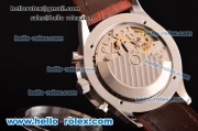 IWC Portuguese Chrono Swiss Valjoux 7750-SHG Automatic Stainless Steel Case with Brown Leather Strap and White Dial