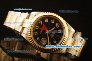 Rolex Datejust II Swiss ETA 2836 Automatic Full Steel with Yellow Gold Bezel and Black Dial