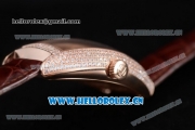 Franck Muller Casablanca Asia Automatic Rose Gold/Diamonds Case with Diamonds Dial and Brown Leather Strap (ZF)