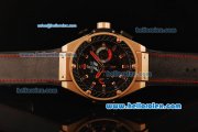 Hublot King Power F1 Limited Edition Chronograph Swiss Valjoux 7750 Automatic Movement Rose Gold Case with Black Dial and Black Rubber Strap