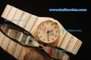 Omega Constellation Swiss ETA Quartz Movement Rose Gold Bezel with Diamond Markers and Two Tone Strap - Lady Model