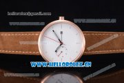 Greyhours Essential Asia Manual Winding Rose Gold Case with White Dial Stick Markers and Brown Leather Strap