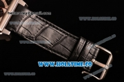 IWC Da-Vinci Chrono Miyota Quartz Steel Case with Black Leather Strap and Black Dial