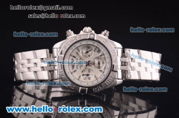 Breitling Chronomat B01 Chronograph Miyota Quartz Full Steel with White Dial