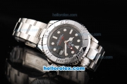 Rolex Yacht-Master Oyster Perpetual Chronometer Automatic with White Bezel,Black Dial and White Round Bearl Marking-Small Calendar