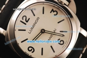 Panerai Luminor Base Pam 112 Asia 6497 Manual Winding Steel Case with White Dial and Black Leather Strap