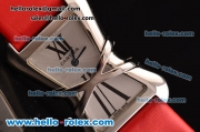 Cartier Tank Enlacée Swiss Quarz Steel Case with Silver Dial and Red Leather Strap