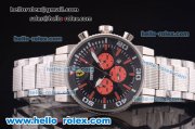 Ferrari Chronograph Miyota Quartz Full Steel with Black Dial and Three Orange Subdials