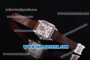 Cartier Santos Tourbillon Asia Automatic Steel Case with White Dial Brown Leather Strap and Roman Numeral Markers