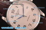 Longines Master Collection Swiss ETA 2836 Automatic Steel Case with White Dial and Brwon Leather Strap-1:1 Original