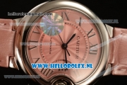 1:1 Cartier Ballon Bleu De 2671 Auto Steel Case with Pink Dial and Pink Leather Strap