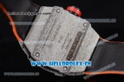 Richard Mille RM027-2 Miyota 9015 Automatic Carbon Fiber Case with Skeleton Dial Dot Markers and Orange Nylon Strap