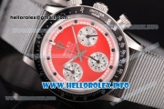 Rolex Daytona Vintage Edition Miyota Quartz Steel Case with Grey Nylon Strap and Red Dial (GF)