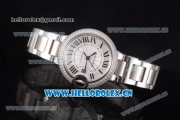 Cartier Ballon Bleu Medium Asia Automatic Stainless Steel Case/Bracelet with Silver Dial and Roman Numeral Markers Diamonds Bezel(YF)