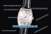 Franck Muller Casablanca Asia Automatic Steel/Diamonds Case with Diamonds Dial and Black Leather Strap Diamonds Bezel (ZF)