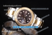 Rolex Yacht-Master 40 Clone Rolex 3135 Automatic Two Tone Case/Bracelet with Grey Dial and Dot Markers (BP)