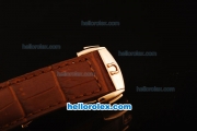 Omega Seamaster Co-Axial Automatic Rose Gold Case with Brown Dial and Brown Leather Strap - ETA Coating