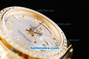 Rolex Day-Date Oyster Perpetual Automatic Full Gold with Diamond Bezel and White Dial