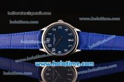 Vacheron Constantin Historiques Chronometre Royal 1907 Miyota Quartz Steel Case with Blue Leather Strap Blue Dial and Arabic Numeral Markers