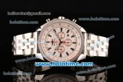 Breitling for Bentley Barnato Racing Chronograph Swiss Valjoux 7750 Automatic Steel Case with White Dial and Steel Strap