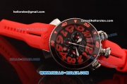 Gaga Milano Chrono 48 Miyota OS20 Quartz PVD Bezel with Black Dial and Red Numeral Markers