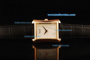 Piaget Emperador Miyota Quartz Movement Rose Gold Case Opalescent Dial with Triumphal Arch and Eiffel Tower Relief - Black Leather Strap