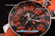 Gaga Milano Chrono 48 Miyota OS20 Quartz PVD Bezel with Black Dial and Orange Numeral Markers - Orange Rubber Strap