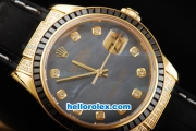 Rolex Datejust Automatic Movement ETA Coating Case with Black Diamond Bezel-Black Dial