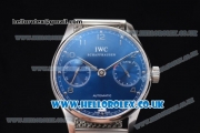 IWC Portuguese Automatic Clone IWC 52010 Automatic Stainless Steel Case/Bracelet with Blue Dial and Arabic Number Markers (YL)