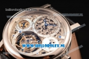 Breguet Classique Complications Swiss Tourbillon Manual Winding Steel Case with Skeleton Dial and Black Leather Strap