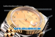 Rolex Datejust II Asia 2813 Automatic Two Tone Case/Bracelet with Yellow Gold Dial and Diamonds Markers (BP)