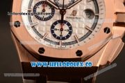 Audemars Piguet Royal Oak Offshore Summer Edition Chrono Clone AP Calibre 3126 Automatic Rose Gold Case with White Dial Stick Markers and White Rubber Strap - 1:1 Original (JF)