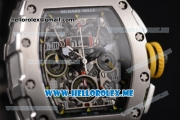 Richard Mille RM 011 Felipe Massa Flyback Swiss Valjoux 7750 Automatic Steel Case with Skeleton Dial and Black Rubber Strap Arabic Numeral Markers
