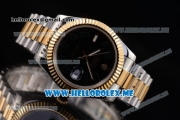 Rolex Day-Date II Asia Automatic Two Tone Case/Bracelet with Roman Numeral Markers and Black Dial