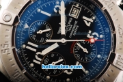 Breitling Avenger Choronograph Swiss Valjoux 7750 Automatic Movement Steel Case with Black Dial and SS Strap