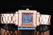 Chopard Happy Sport Swiss ETA Quartz Movement Blue Dial with Diamond Bezel and Rose Gold Square Case-SSStrap