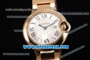 Cartier Ballon Bleu De Small Swiss Quartz Yellow Gold Case/Bracelet with Silver Dial and Black Roman Numeral Markers