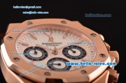 Audemars Piguet Royal Oak Chronograph Miyota OS20 Quartz Rose Gold Case with Brown Leather Strap White Dial and Stick Markers