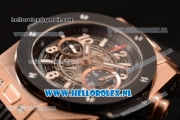 Hublot Big Bang Unico Chrono Swiss Valjoux 7750 Automatic Rose Gold Case with Skeleton Dial and Black Rubber Strap - 1:1 Original