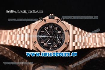 Audemars Piguet Royal Oak Offshore Seiko VK67 Quartz Rose Gold Case/Bracelet with Arabic Numeral Markers and Black Dial