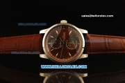 Jaeger Lecoultre Master Tourbillon Automatic Movement Brown Dial and Leather Strap with Silver Arrow Markers