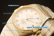 Omega Constellation Swiss ETA 2824 Automatic Steel Case with Silver Dial and Diamond Markers/Bezel-(35mm)