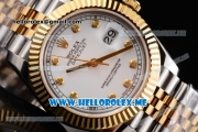 Rolex Datejust II Asia 2813 Automatic Two Tone Case/Bracelet with White Dial and Diamonds Markers (BP)
