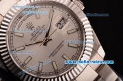 Rolex Day-Date II Rolex 3135 Automatic Steel Case/Strap with White Dial White Stick Markers